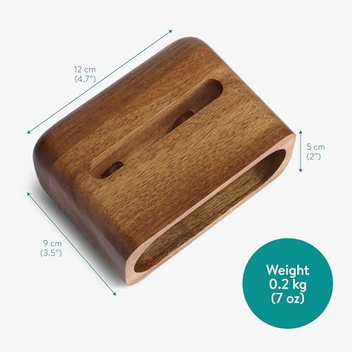 Navaris Bamboo Phone Stand – Bamboo Phone Stand for Desk – Enhanced Sound with Built-in Amplifier – Portable Bamboo Cell Phone Holder Charging Dock for Kitchen Office Bedside – Enhanced Compatibility and Speed