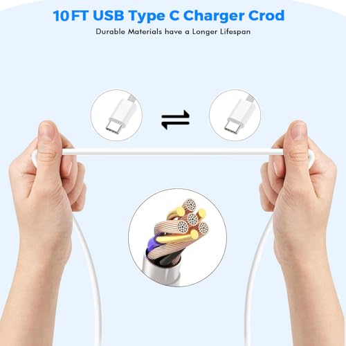 30 W Ultra-Fast USB-C Charger for Mac Book & i Phone – Dual Pack with 10 ft Cable for Efficient Charging of M1, M2, M3 Models – Premium Safety Features & Universal Compatibility for All USB-C Devices – Compact, Portable Design for Home, Office, Travel