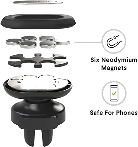 Kenu Airframe Magnetic Car Phone Holder for Air Vent – Ultimate 360-Degree Rotation Mount with 6 Strong Magnets and Reusable Steel Plate – Compatible with Latest i Phones, Samsung, and Android Devices – Enhance Driving Safety and Convenience with Sleek Design