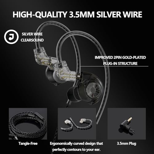 Premium Hybrid In-Ear Monitors with Advanced 1 BA + 1 DD Technology | Unmatched Comfort for Long Listening Sessions | Deep Bass for Gaming and Music Enthusiasts | Ergonomic Design for Noise Isolation and Fit | Universal Device Compatibility | Elevate Your Sound Experience Today