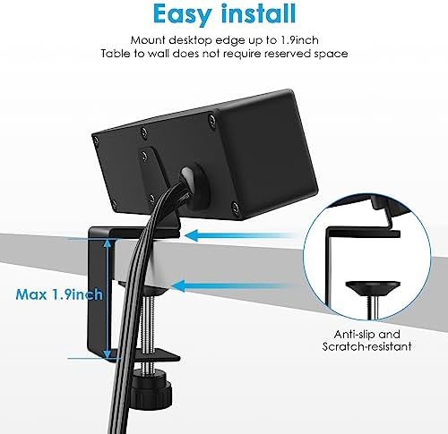CCCEI Universal Desk Clamp Power Strip with Dual USB Ports – Advanced 1200 J Surge Protector for Desktop Mounting, Fast Charging Convenience, 6 FT Flat Plug, Ideal for Bulky Adapters, Fits 1.9 Inch Tabletops – Optimize Your Workspace Efficiency and Safety