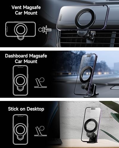 Revolutionary Mag-Safe Car Phone Mount for i Phone 15/14/13/12 Mini – Ultimate Dual Dash & Air Vent Magnetic Holder for Enhanced Stability and Safety – Seamless Installation, Elegant Design, and Unmatched Grip for Hands-Free Navigation and Connectivity