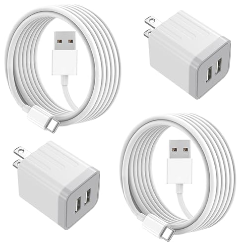 Ultra-Fast i Phone Dual Port Charger Set – 6 FT Lightning Cable & Compact Wall Plug Adapter for i Phone 14, 13, 12, 11 Pro Max, XS, X, 8, 7 Plus, SE & i Pad – Quick Charge Technology for Seamless Power on the Go