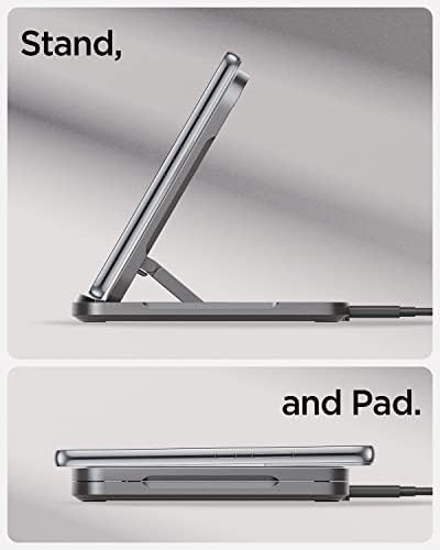 Spigen Qi Flex True 15 W Super Fast Wireless Charger Stand & Pad for Samsung Galaxy S Series – Effortless & Stylish Charging Solution for Galaxy S25 Ultra, S25 Plus, S24, Z Fold, Flip 5, and More – High-Speed Compatibility without Adapter – Perfect for Home or Travel