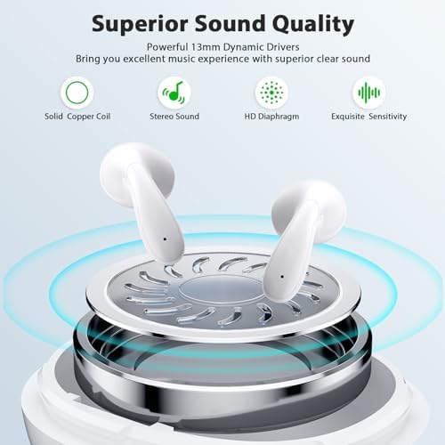 Revolutionize Your Audio Experience with COOYA Bluetooth 5.3 Wireless Earbuds – Hi-Fi Stereo Sound, Dual Mic Clarity & ENC Noise Cancelling, IPX4 Waterproof Design for Ultimate Fitness & Travel Connectivity Across i Phone, Samsung, Google & More