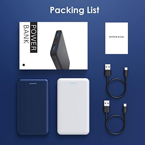 Ultra-Slim 10000 m Ah Portable Power Bank – Dual USB Outputs & USB-C Input, Compact External Charger for i Phone 12/13, Samsung S20, Tablets – Stylish Black and Red Design for Maximum Portability and Enhanced Device Compatibility