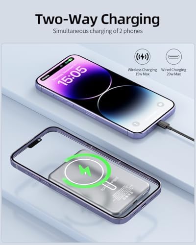 Ultra-Slim 5000 m Ah Mag Safe Battery Pack – Wireless Magnetic Power Bank with 15 W Fast Charging and PD 20 W USB-C Output for i Phone 16/15/14/13/12 Series – Sleek, Lightweight Design for On-the-Go Charging and Enhanced Device Compatibility