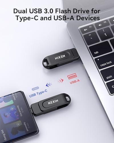 KEXIN 256 GB Dual USB C Flash Drive – Versatile High-Speed 100 MB/s Memory Stick for i Phone 15/16, Tablets & Game Consoles – Swivel Design for Maximum Portability and Compatibility