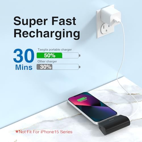 Ultra-Compact 5000 m Ah Portable Charger for i Phone – Fast Charging Power Bank in Purple, Compatible with i Phone 6/7/8/SE/11/XR/12/12 Pro Max/13/13 Pro Max/14/14 Pro Max/14 Plus & i Pad Series, Perfect Travel Companion for On-the-Go Charging