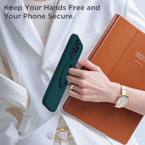 Upgraded Magnetic Phone Grip for i Phone: Premium Silicone Loop Holder with Mag Safe Compatibility – Ergonomic 360-Degree Stand, Non-Slip Design in Sleek Black for Enhanced Comfort and Secure Handling on i Phone 16/15/14/13/12 Pro Max/Plus