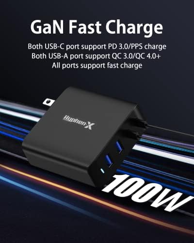 Ultimate 100 W Ga N USB-C Charger with 4 Ports – Fast Charging Block for Mac Book Pro/Air, i Phone 15/14/13/Pro Max, Samsung Galaxy – Compact & Foldable Design for On-the-Go Power Solutions