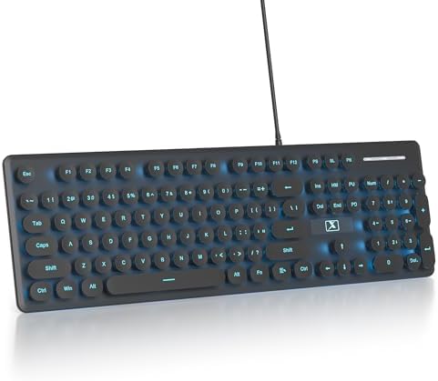 Vintage-Inspired Retro Typewriter Coffee Keyboard – Full-Size 104 Keys with LED Backlighting | Sleek & Silent Wired Membrane Design for Home & Office | Enhanced Compatibility for PC, Laptop, and Desktop Use | Elevate Your Workspace Aesthetics and Productivity