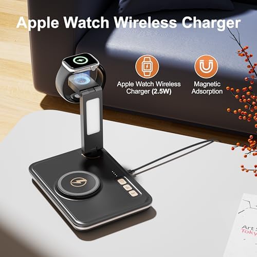 Dual-Device Magnetic Wireless Charging Station & Elegant Book Light for Apple i Phone 12-16 Series, Air Pods Pro, and Apple Watch – Innovative 2-in-1 Solution for Home, Office, and Travel with Enhanced Speed and Compatibility Embrace the future of charging with our innovative Dual-Device Magnetic Wireless Charging Station, designed for seamless compatibility with the latest Apple i Phone models 12 through 16, Air Pods Pro, and all Apple Watch versions. This sophisticated 2-in-1 charging hub not only powers your phone and smartwatch simultaneously at optimal speeds but also features an elegant integrated book light with customizable settings for perfect illumination. Engineered for modern lifestyles, its non-slip silicone base ensures stability while built-in magnets guarantee precise alignment for efficient charging. The ultra-lightweight and space-saving design adapts effortlessly to any environment, be it your bedside table, office desk, or travel bag. With safety features like temperature control and over-voltage protection, enjoy peace of mind while charging. This versatile device is an ideal gift for any occasion, ensuring your loved ones experience the perfect blend of functionality and style.