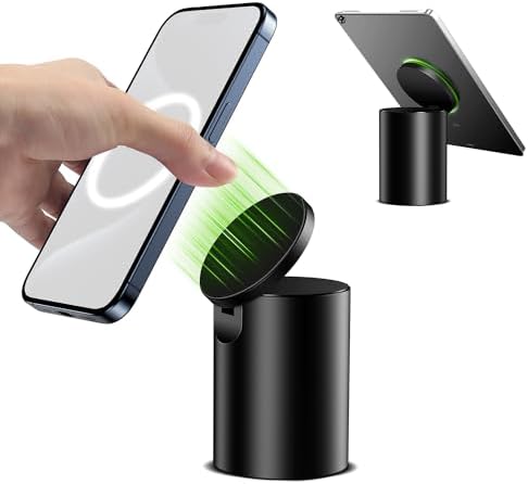 elitehood Heavy Duty Aluminum Magnetic Phone Stand, for Magsafe Stand for iPhone, Adjustable Cell Phone Holder for Desk, Computer Office Desk Accessories, Fits 4-11in iPhone, Kindle, iPads, Tablets – Enhanced Compatibility and Speed