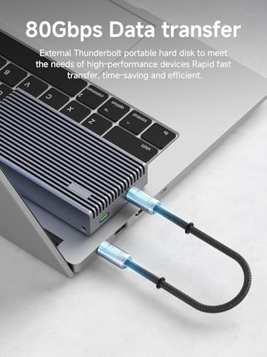 Hagibis 1 ft USB4 Cable with Lanyard – 80 Gbps High-Speed Data Transfer & 240 W Fast Charging for i Phone 16 Pro Max & i Pad Pro – Portable Grey USB C to Type-C Cable with 8 K@60 Hz Video Output – Ultimate Tech Accessibility and Performance