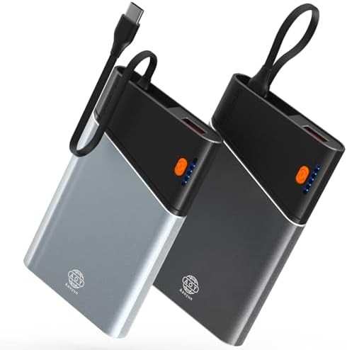 Sleek 5000 m Ah Pink Portable Power Bank with Integrated USB-C Fast Charger – Ultra-Compact Mini Battery Pack for i Phone 16/15/14 & Samsung S24 – Lightweight Design with Handy Lanyard for Effortless Travel Charging