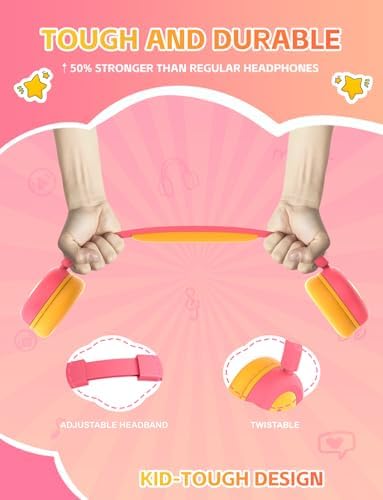 Safe Sound Bluetooth Headphones for Kids – Lightweight Wireless Earphones with 85 d B Volume Limiting for Toddler Hearing Protection – Ideal Twistable Design for School, Travel, and Home Use – Premium Audio Quality with Built-in Microphone for Clear Communication