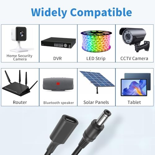 USB-C to 5.5mm x 2.1mm Barrel Jack Cable for Power Tool Chargers and Printers, USB-C Female Input to DC 5.5×2.1mm Power Cable, 100cm, Black (3 Pack) – Enhanced Compatibility and Speed
