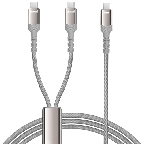 Ultra-Fast 140 W USB-C Charging Cable – 4.2 FT 2-in-1 Fast Charger for i Phone 16 Series, Galaxy S24, Mac Book Pro/Air, & More – Premium Nylon Braided Design for Enhanced Durability and Compatibility – Rapid Charging & Data Transfer Solution for All Devices