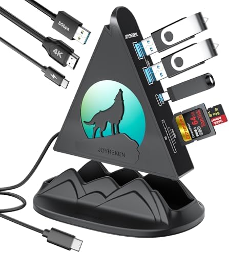 Experience Unmatched Connectivity with the 8-in-1 USB C Hub Multiport Adapter – 4 K HDMI Output, 100 W Power Delivery, and Vibrant RGB Lighting for Mac Book, Surface & i Mac – Effortless File Transfers with USB-A 3.0, USB-C, and SD Card Reader – Your Go-To Accessory for Enhanced Productivity and Seamless Device Integration