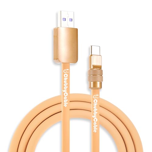 chubbycable Desert Titanium USB C Cable Luxury Gold 240W Fast Charging Cable Ultra-Thick Silicone Phones Tablets Cord, USB-A to Type-C, 197 inch – Enhanced Compatibility and Speed