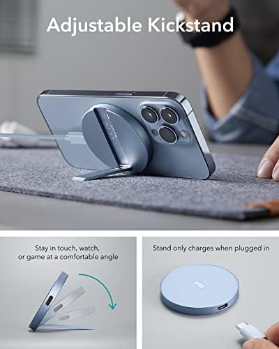 ESR Mag Safe 15 W Wireless Charger – Dual USB-C Charging Pad for i Phone 16 Pro Max, 16 Pro, 16, 16 Plus, 15, 14, 13, 12, and Galaxy S25 – Sleek Desert Titanium Finish – Effortless Magnetic Alignment for Air Pods Pro/3/4 – High-Speed Charging & Enhanced Device Compatibility