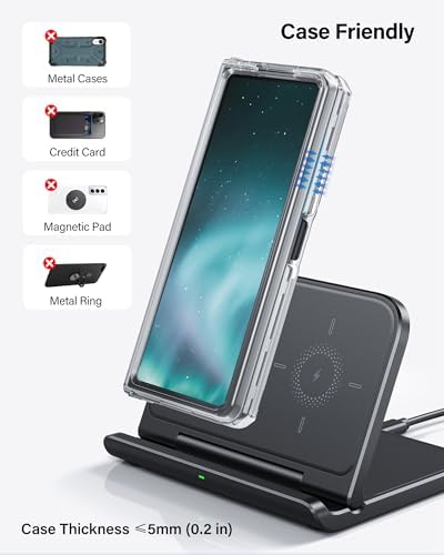 Fast Foldable Wireless Charger for Samsung Galaxy Z Fold 7 & Google Pixel 9 Pro – High-Speed Charging Station Stand for Z Fold Series 3-7 & Pixel Fold – Portable, Sleek Design with Non-Slip Surface for Ultimate Device Security and Convenience – Ideal for Home & Office Use