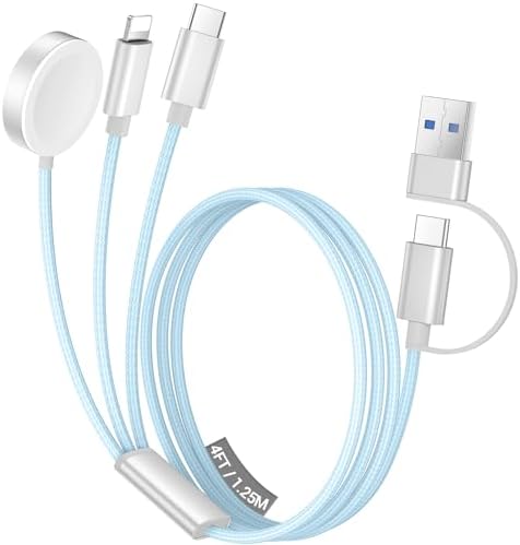 Temdan 3-in-2 USB C Charging Cable: Versatile Multi-Device Charger for Apple Watch Ultra, SE & i Phone 12-16 – Rapid Charge, Compact Travel Essential – Stylish Pink Smartwatch Accessory for On-the-Go Power Solutions