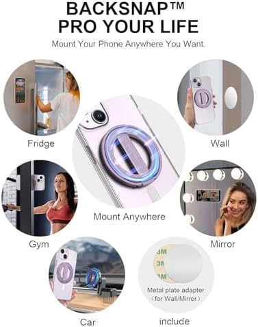 EWA Mag One Ultra Phone Grip Stand – Advanced Elastic Finger Loop & Magnetic Kickstand Holder for i Phone 16, 15, 14, 13 Pro/Max/Plus – Optimal Hands-Free Viewing & Superior Grip Stability – Sleek Black Design for Everyday Convenience