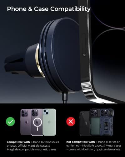 i Ottie Velox Universal Magnetic Air Vent Phone Mount – Enhanced Mag Safe Compatibility for i Phone 12-16 & Android Devices with Included Adapter – Secure Silicone Grip for Hands-Free Navigation and Easy Access