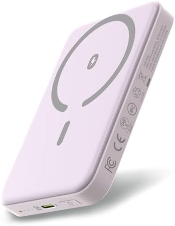 Ultra-Slim Magnetic Power Bank – 5000 m Ah Wireless Charger for i Phone 16 Series with 20 W Fast Charging and USB-C Cable, Stylish Purple Design for Effortless Portability and Enhanced Compatibility