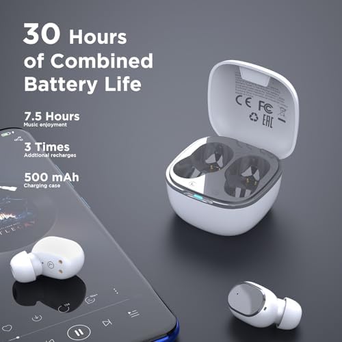 HTC True Wireless Earbuds 2 – Bluetooth 5.1 Technology, 32-Hour Playtime, Sweatproof Design, USB-C Charging Case, Built-in Microphone, Touch Control – Premium Sound Experience in Sleek White
