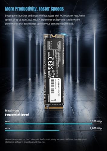 Unleash Lightning-Fast Performance with KLEVV CRAS C910 1 TB NVMe SSD – M.2 2280 Internal Drive with Heatsink for Laptops & Desktops – Experience Up to 5000 MB/s Speeds, Ideal for Gamers and Creators – PCIe Gen4 x4 Enhanced Compatibility & Reliability