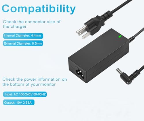 Reliable 19 V DC Power Cord for Samsung TVs & LG Monitors – Essential AC Adapter for UN32 J4000, J4500, J5003 Series – Durable Connectivity Solution Enhancing Home Entertainment and Office Efficiency