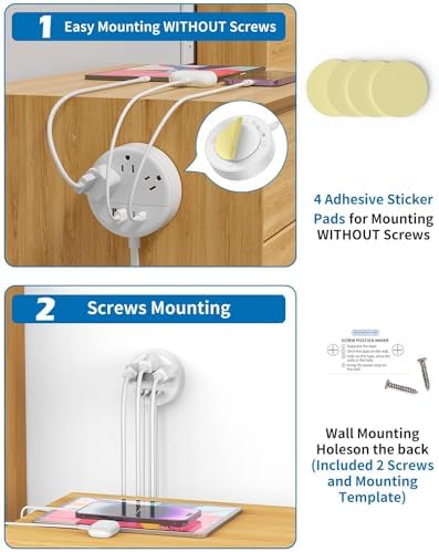NTONPOWER 10 FT 2 Prong to 3 Prong Power Strip with 4 USB Ports – Wall-Mountable Non-Grounded Outlet Adapter for Enhanced Device Charging and Flexible Placement in Older Homes – 180° Non-Polarized Design for Maximum Convenience and Safety