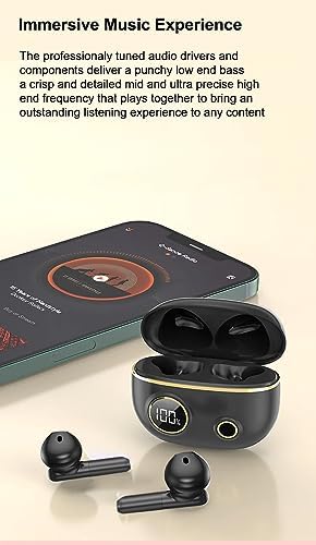 Acuvar Bluetooth 5 Waterproof Earbuds with Microphone – Rechargeable USB-C Case & LCD Display for i OS & Android Devices (Purple) – Superior Sound, Ergonomic Comfort & Adventure-Ready Design