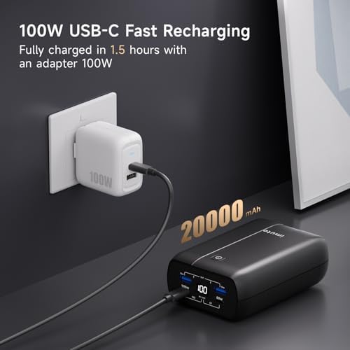 High-Power imuto 100 W Portable Charger – 26800 m Ah Multi-Device Fast Charging Power Bank with USB-C PD3.0 for Mac Book Pro, Dell XPS, i Pad Pro, and i Phone 15 – Ultimate Travel Companion for Gamers and Professionals