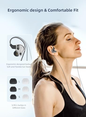 KZ ZSN PRO X Dual Driver Earbuds – Hi-Fi Stereo Headphones with Balanced Armature & Dynamic Driver, Ergonomic Comfort for Optimal Listening, Detachable Cable & Built-In Microphone, Perfect for Audiophiles & Everyday Use – Golden Finish