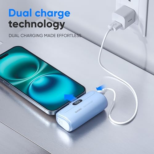 Compact 5000 m Ah Portable Charger for i Phone 15/16 and USB-C Devices – Fast Charging Mini Power Bank in Sleek White – Lightweight On-the-Go Power Bank for Busy Lifestyles – Perfect for Travelers and Professionals