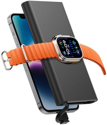 Ultimate Portable Charger with Built-in Cable for i Phone 14/13/12/11/XS Pro/Max – 10,000 m Ah Fast Charging Power Bank for Apple Watch and Samsung – Sleek, Compact, and Highly Compatible Power Bank for On-the-Go Charging