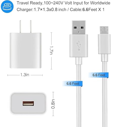 6.6 Ft High-Speed Charging Cable for Arlo Pro/Pro2, Arlo Q, Essential Spotlight XL, Wyze Cam Pan, and Oculus Go – Durable Micro USB Power Cord for Enhanced Smart Home Device Performance and Flexibility