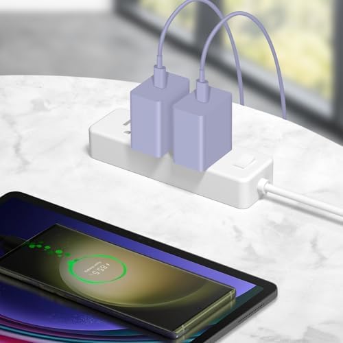 Power Up in Style: 45 W Type C Charger 2-Pack with 10 FT Cables – Fast Charging for i Phone 15/16, i Pad Pro, Galaxy S21-S25 – Sleek Pink Design for Enhanced Compatibility and Portability – Ideal Android Charger for Busy Lifestyles
