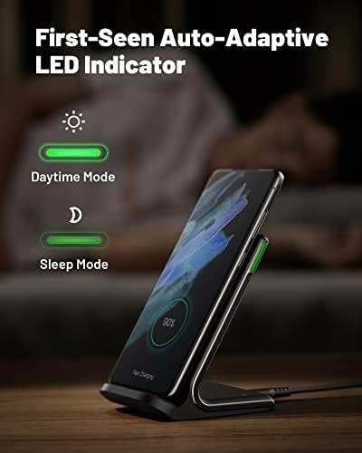 Ultimate INIU 15 W Wireless Charger – Qi-Certified Fast Charging Station with Sleep-Friendly Adaptive Light for i Phone 16/15/14/13 Pro, Samsung Galaxy S25/S24/S23, and More – Compact & Safe Power Hub for Home and Office Use