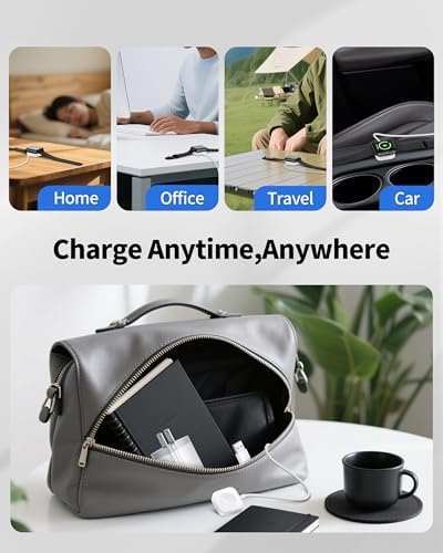 2025 Enhanced Magnetic Wireless Charger for Apple Watch – 3 FT Portable Charging Cable with Dual USB Power Adapter for Fast and Efficient Charging of All Models, Including Ultra/10/9/8/7/SE/SE2/6/5/4/3/2/1 – Seamless Magnetic Alignment and Durable Design for Active Lifestyles