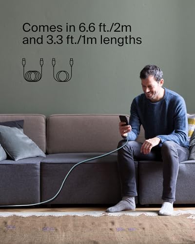 Belkin Boost Charge Braided USB-C to USB-C Cable – 1 m (3.3 ft) Durable Fast Charging Cable for i Phone, Galaxy, Nintendo Switch 2, i Pad Pro, and Pixel – Tangle-Free Design with 480 Mbps Data Transfer – Ultimate Universal Compatibility for All Your Devices