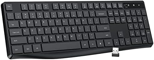 Lovaky Pink White Wireless Keyboard – Ergonomic Full Size Keyboard with Numeric Keypad for Laptops, Desktops, and More – 2.4 G Stable Connection with Enlarged Indicator Lights for Optimal Visibility and Comfort