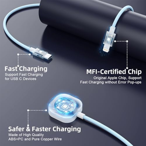Universal 4-in-2 Travel Charging Cable – 6 FT Versatile Connector for Apple Watch, i Phone, Android Devices, i Pad & Air Pods – Stylish Pink Design for Effortless Portability – Fast Charging & Enhanced Compatibility for All Your Tech Needs – Essential Travel Accessory for Modern Device Users