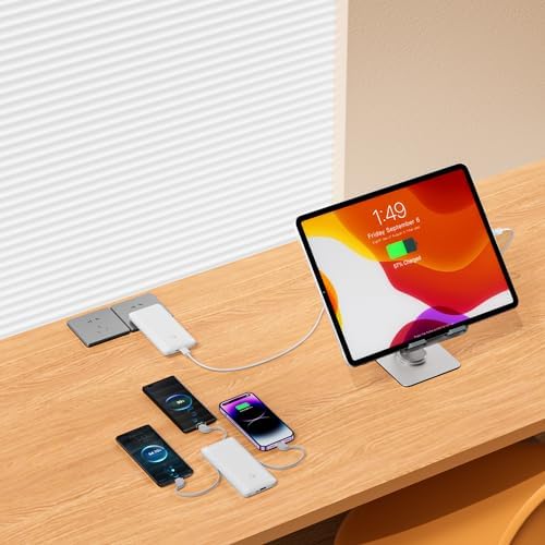 Ultimate Q 10000 m Ah Slim Power Bank with Built-in AC Plug – Ultra-Portable Charger for i Phone, Samsung, Android & Tablets – Four Output Ports for Simultaneous Charging, Includes Micro USB & USB-C Cables – Experience Enhanced Compatibility & Rapid Power on the Go