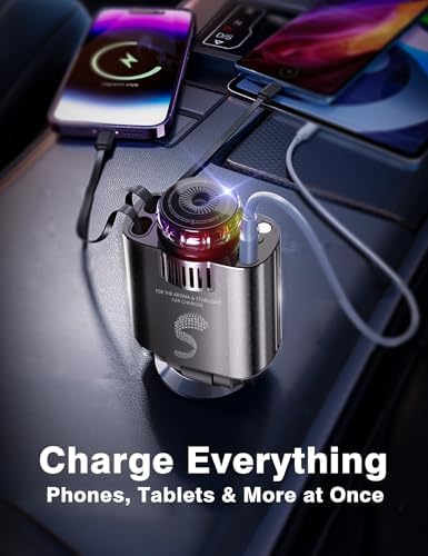 Innovative Retractable Car Charger with USB-C Fast Charging 120 W and Aromatherapy Starlight – Ultimate Travel Companion for i Phone 16 to 11, Stylish Cigarette Lighter Adapter for Men and Women – Perfect Gift for Road Trips and Daily Commutes with Enhanced Compatibility and Efficiency
