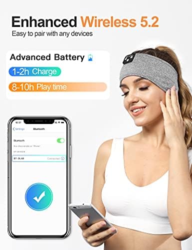 Fulext Bluetooth Sleep Headphones Headband – Ultimate Comfort for Side Sleepers, Thin HD Stereo Sound Quality – Ideal for Insomnia Relief and Travel Convenience – Perfect Gift for Men and Women – Enhanced Compatibility, Long-Lasting Battery Life for All Night Relaxation